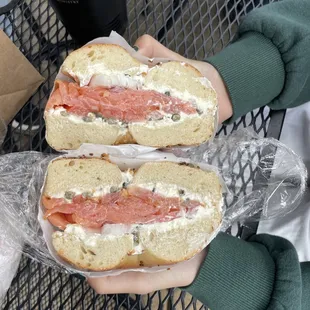 12/2023 bagel and lox on garlic bagel