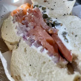 Everything bagel Slice Nova Lox Cold Sandwich