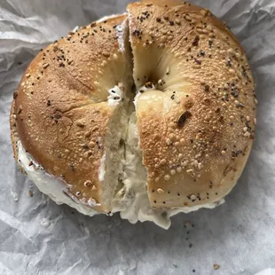 Everything bagel with Jalapeño Cream cheese in all its ooey gooey yumminess :)