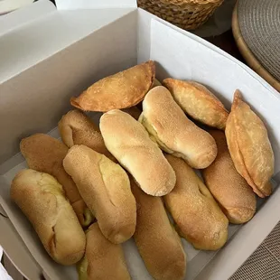 Spanish bread and chicken empanadas