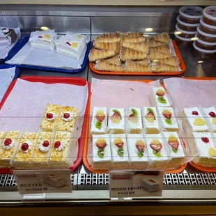 a variety of pastries on display