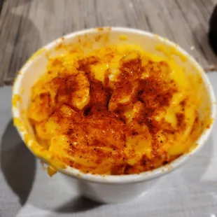 Mac n cheese with seasoning has a kick to it