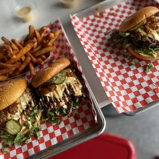 The prettiest burgers  ! Combo #3 and a jalapeño slider