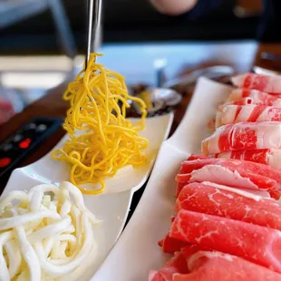 Premium udon, pancit noodle, wagyu, beef belly.