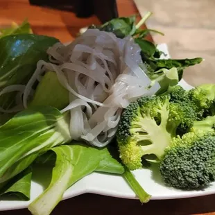 Veggies and these are what they call the glass noodles