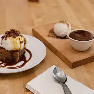 Delicious blonde sundae and Dark Decadence gf Molten Cake with vegan ice cream