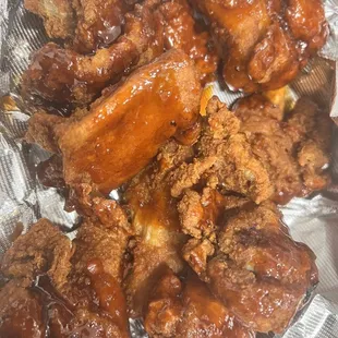 chicken wings and fried chicken, food