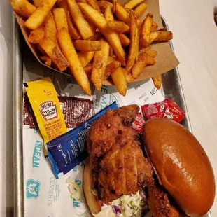 CA 99 Hot Chicken Sandwich with crispy fries