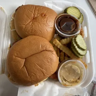 2 Sliders and Fries with 2 Dipping Sauces