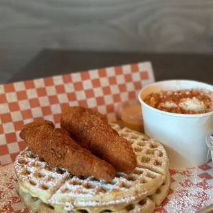 Chicken &amp; waffles with corn