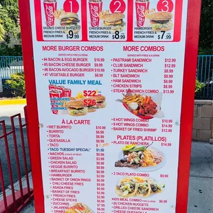 Menu outside