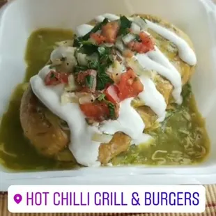 torta ahogada with green salsa