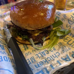 Double Cheese Burger with lettuce and special sauce