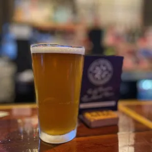 Grabbing a drink at the bar