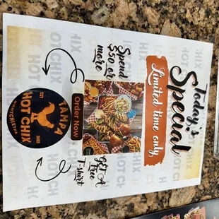 a menu for a restaurant