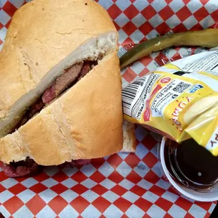 a sandwich and a pickle