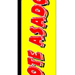 a yellow feather banner with the word hot corn