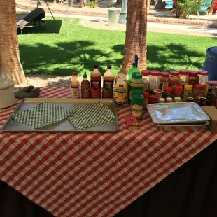 a table set up for a bbq