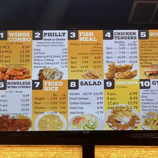 menu