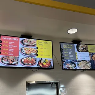 a variety of menus displayed on the wall