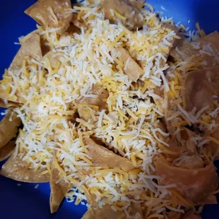 Barbara wanted the nacho chest was just a little spicy which it was and offered regular shredded cheese for the kids