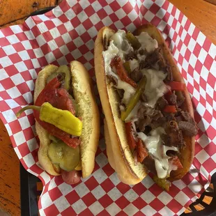 Chicago dog and 8in cheesesteak! Both delicious!!!