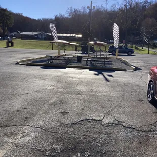 a car parked in a parking lot