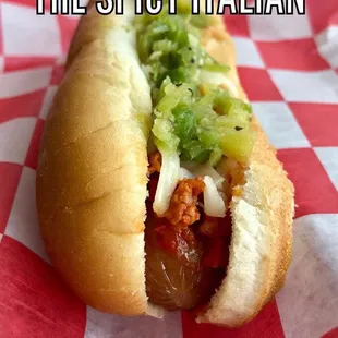 Spicy Italian Dog.  Limited time only.