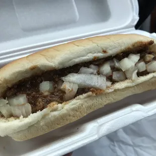 Hot dog Allie chili and onion dog REALLY good!