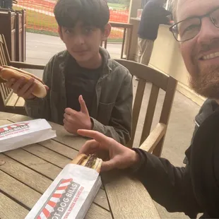 Monthly burger dog with the boy