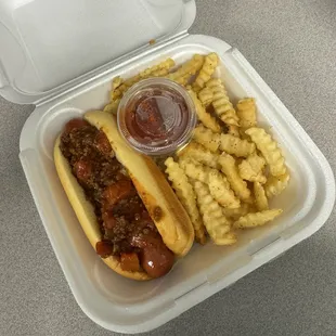 #1 Hot Dog Combo (with onions and chili)