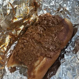 A not good beef chili hotdog!