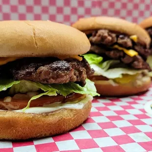 Hand pattied, quarter pound burgers