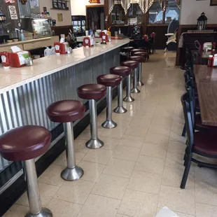 a row of bar stools
