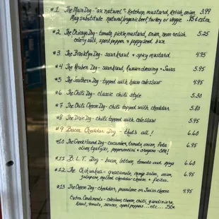 a menu in a window