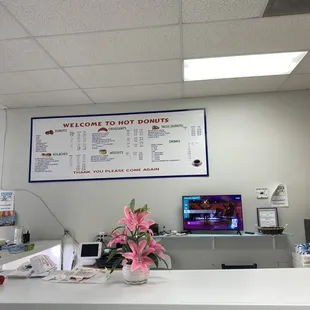 the front desk of a hot dog shop