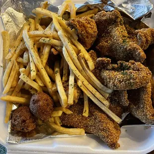 Fried catfish and fries.