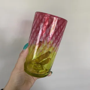 Lemonade tumbler (pink up top and light green at the bottom)