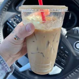 24 oz iced nutty Irishman with half the sweetness.