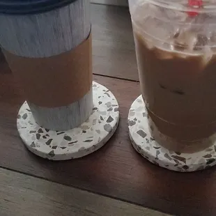 Two Hugs drinks..One hot one iced..Yumm