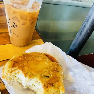 Terrible iced coffee and cold jalapeño bagel &amp; cream cheese