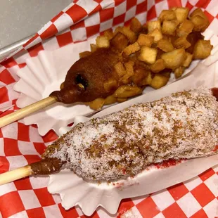 been here plenty,today was disappointing. potato dog was burned and too much sugar on the other.the mandu &amp; rice cakes were good!