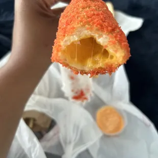 Inside Cheeto Half Cheddar and Half Hot Dog