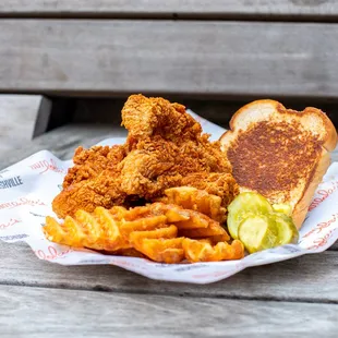 a fried chicken sandwich and french fries