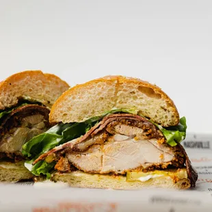 a sandwich cut in half