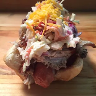 a hot mess bbq sandwich