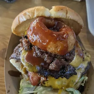 Bourbon glaze burger. It's not just a looker it taste great too...