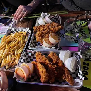 Fried chicken with special sauce and dressings. YUUM