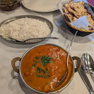 Chana Masala, Garlic Naan, Butter Chicken