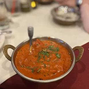 a bowl of soup on a table